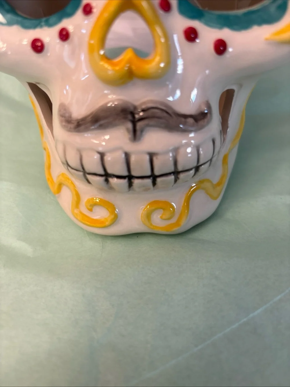 NEW Blue Sky Clayworks Sugar Skull 2020 Ceramic Tea Light Holder 8
